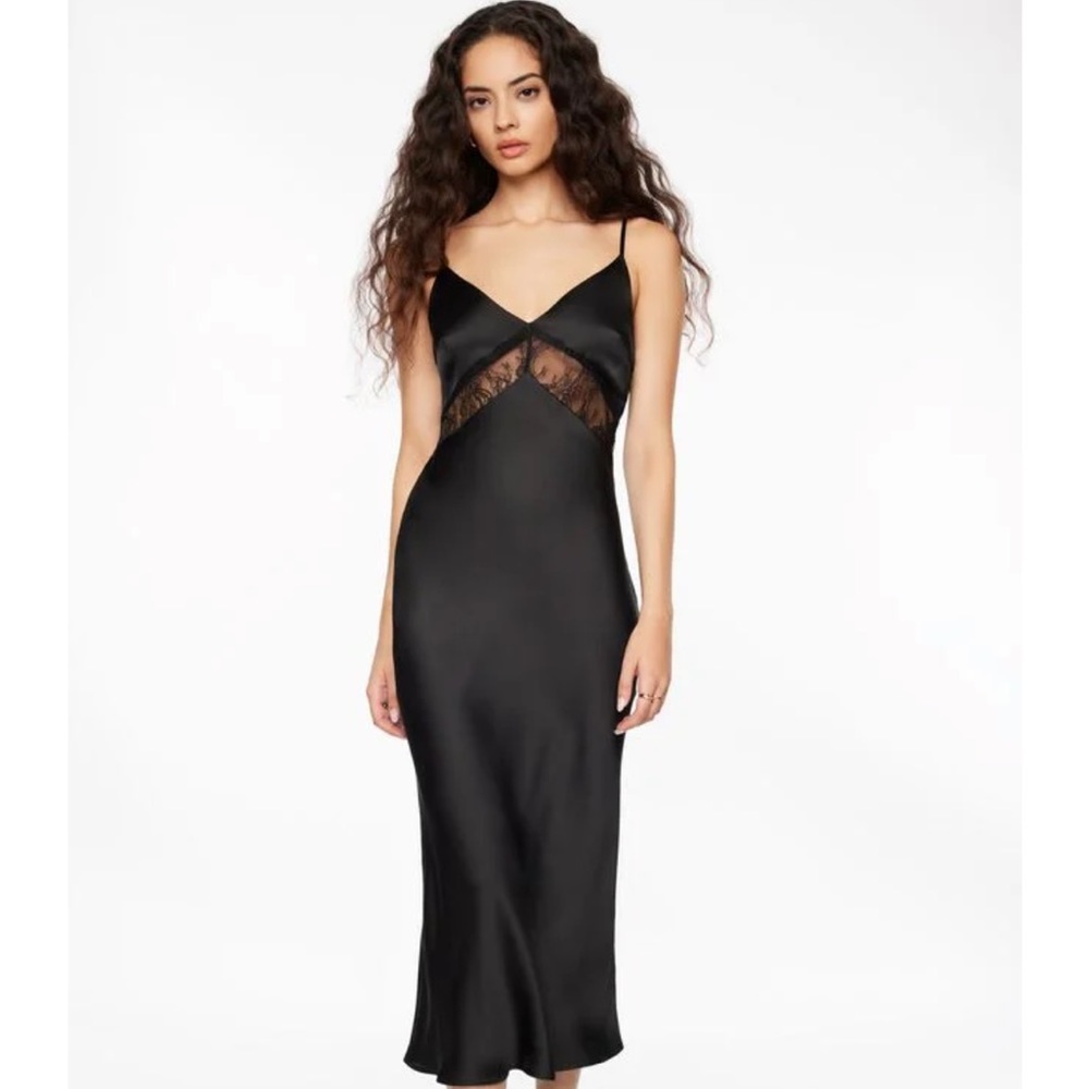 Dynamite V-Neck Satin Slip Midi Dress